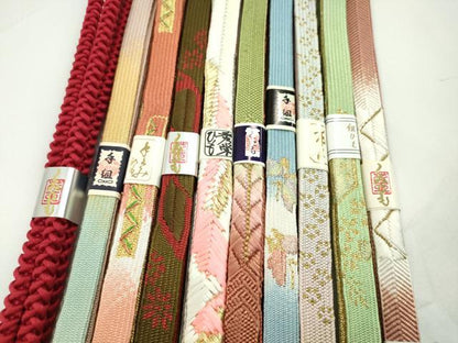 平和屋着物●和装小物　帯締め10本セット　高麗組　笹浪組　金糸　逸品　未使用　CABF7499ju