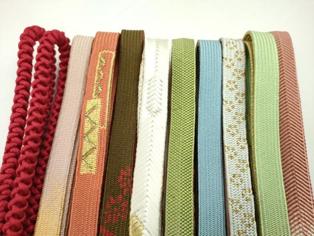 平和屋着物●和装小物　帯締め10本セット　高麗組　笹浪組　金糸　逸品　未使用　CABF7499ju