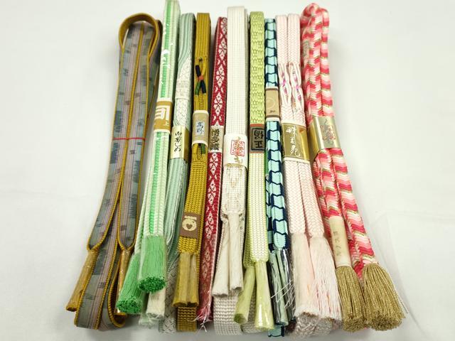 平和屋着物●和装小物　帯締め10本セット　奈良組　三代藤三郎紐　博多織　礼装用　三分紐　金糸　逸品　未使用　CABF7508ju