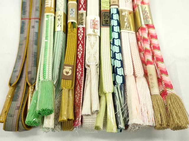 平和屋着物●和装小物　帯締め10本セット　奈良組　三代藤三郎紐　博多織　礼装用　三分紐　金糸　逸品　未使用　CABF7508ju