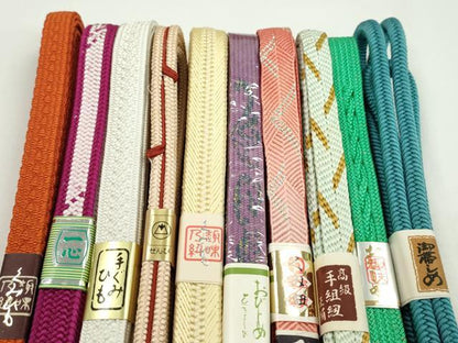 平和屋着物●和装小物　帯締め10本セット　高麗組　笹浪組　奈良組　金銀糸　逸品　未使用　CABF7510ju