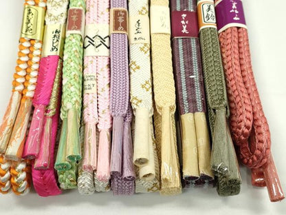 平和屋着物●和装小物　帯締め10本セット　平組　丸組　礼装用　さが美扱い　金糸　逸品　未使用　CABF7517ju