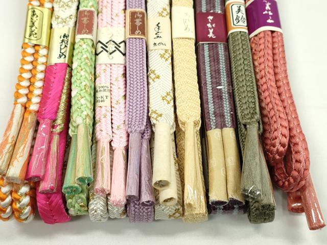 平和屋着物●和装小物　帯締め10本セット　平組　丸組　礼装用　さが美扱い　金糸　逸品　未使用　CABF7517ju