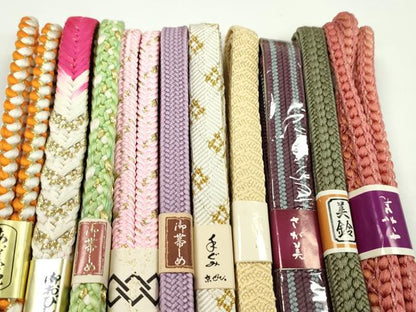 平和屋着物●和装小物　帯締め10本セット　平組　丸組　礼装用　さが美扱い　金糸　逸品　未使用　CABF7517ju