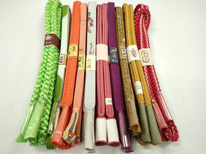 平和屋着物●和装小物　帯締め10本セット　高麗組　冠組　笹浪組　丸組　金彩　逸品　未使用　CABF7518ju