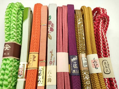 平和屋着物●和装小物　帯締め10本セット　高麗組　冠組　笹浪組　丸組　金彩　逸品　未使用　CABF7518ju