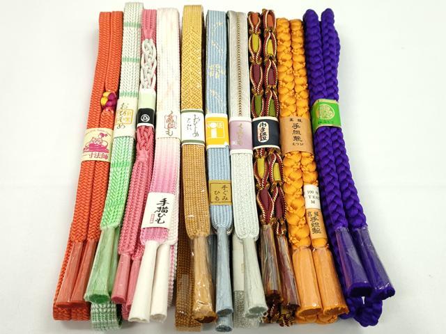 平和屋着物●和装小物　帯締め10本セット　高麗組　手描き　丸組　金糸　逸品　未使用　CABF7520ju