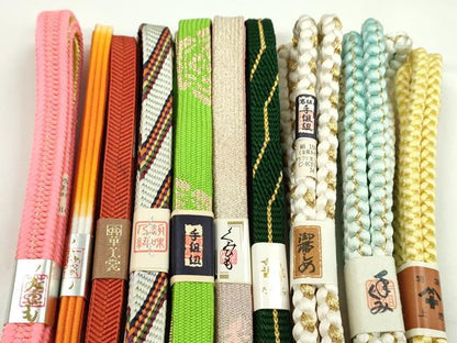 平和屋着物●和装小物　帯締め10本セット　高麗組　笹浪組　礼装用　振袖用　金糸　逸品　未使用　CABF7521ju
