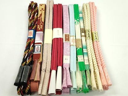 平和屋着物●和装小物　帯締め10本セット　高麗組　冠組　丸組　金糸　逸品　未使用　CABF7525ju