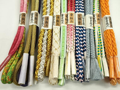 平和屋着物●和装小物　帯締め10本セット　豊縄流　手組み　貝の口組　小桜組　丸組　礼装用　金銀糸　逸品　未使用　CABF7527ju