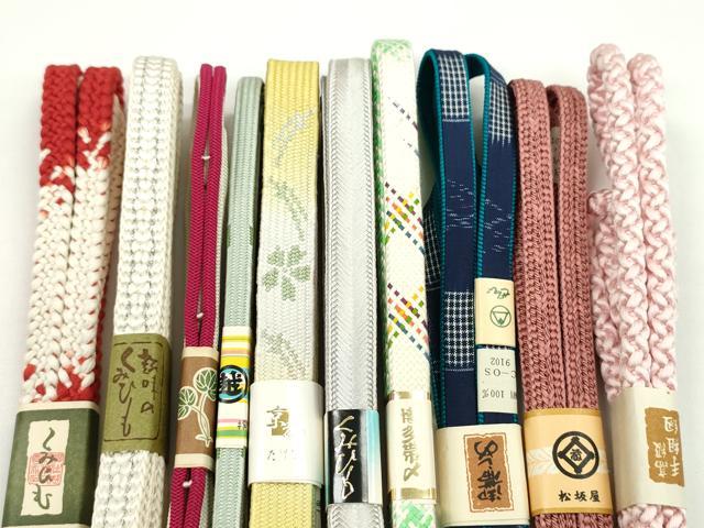 平和屋着物●和装小物　帯締め10本セット　高麗組　大和組　礼装用　紬地　夏用　三越扱い　松坂屋扱い　金銀糸　逸品　未使用　CABF7529ju