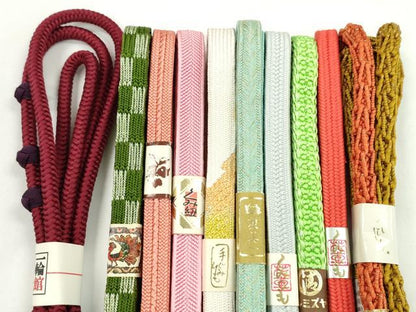 平和屋着物●和装小物　帯締め10本セット　高麗組　丸組　小田巻き　金銀糸　逸品　未使用　CABF7530ju