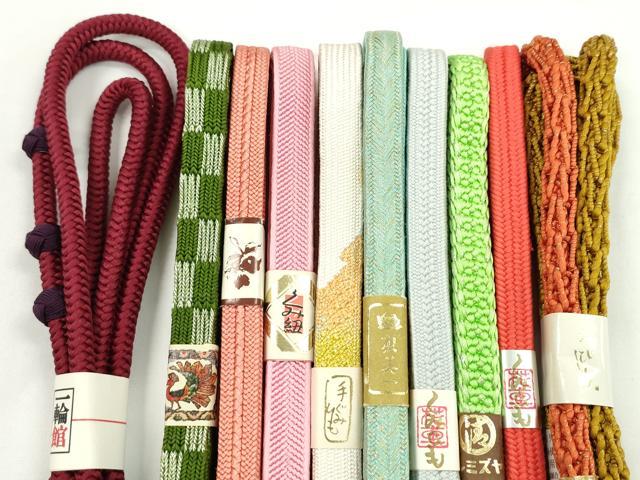 平和屋着物●和装小物　帯締め10本セット　高麗組　丸組　小田巻き　金銀糸　逸品　未使用　CABF7530ju