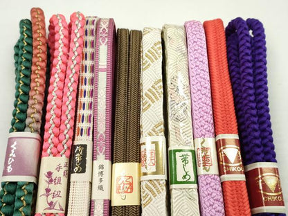 平和屋着物●和装小物　帯締め10本セット　唐組　丸組　錦博多織　礼装用　金銀糸　逸品　未使用　CABF7533ju