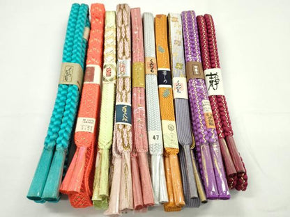 平和屋着物●和装小物　帯締め10本セット　高麗組　丸組　金糸　逸品　未使用　CABF7534ju