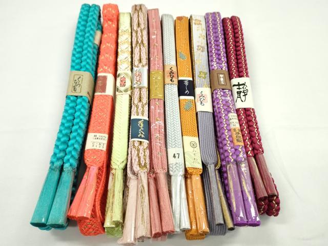 平和屋着物●和装小物　帯締め10本セット　高麗組　丸組　金糸　逸品　未使用　CABF7534ju