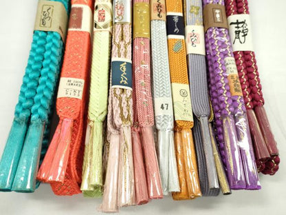 平和屋着物●和装小物　帯締め10本セット　高麗組　丸組　金糸　逸品　未使用　CABF7534ju