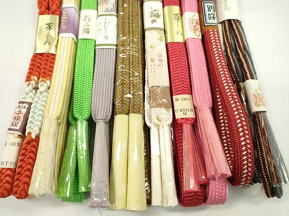 平和屋着物●和装小物　帯締め10本セット　高麗組　冠組　唐組　笹浪組　礼装用　さが美扱い　金糸　逸品　未使用　CABF7536ju