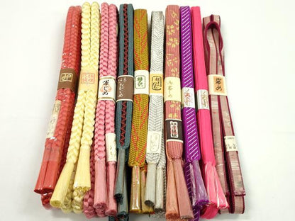 平和屋着物●和装小物　帯締め10本セット　高麗組　丸組　紬地　金銀糸　逸品　未使用　CABF7540ju
