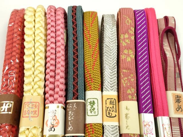 平和屋着物●和装小物　帯締め10本セット　高麗組　丸組　紬地　金銀糸　逸品　未使用　CABF7540ju
