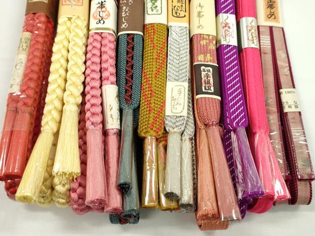 平和屋着物●和装小物　帯締め10本セット　高麗組　丸組　紬地　金銀糸　逸品　未使用　CABF7540ju