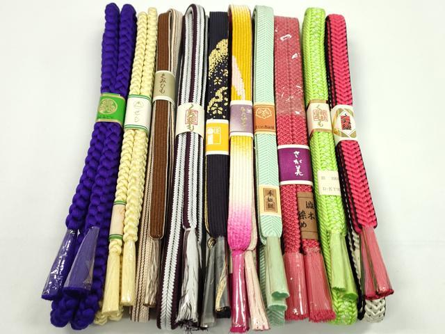 平和屋着物●和装小物　帯締め10本セット　高麗組　冠組　笹浪組　渋木染　さが美扱い　金糸　逸品　未使用　CABF7541ju