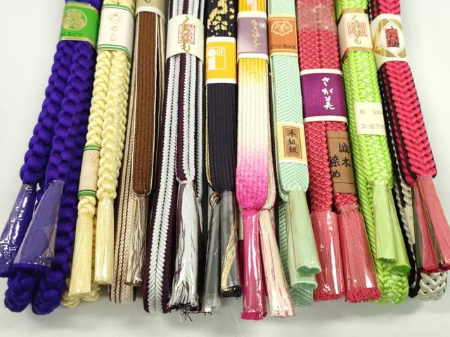 平和屋着物●和装小物　帯締め10本セット　高麗組　冠組　笹浪組　渋木染　さが美扱い　金糸　逸品　未使用　CABF7541ju