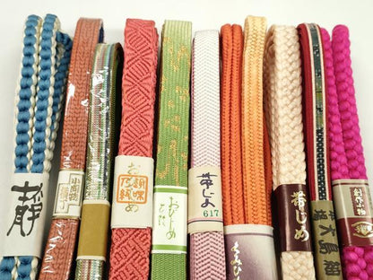 平和屋着物●和装小物　帯締め10本セット　高麗組　冠組　唐組　本場大島紬　金糸　逸品　未使用　CABF7542ju