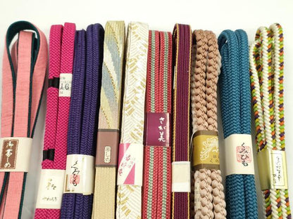 平和屋着物●和装小物　帯締め10本セット　高麗組　冠組　唐組　紬地　銀座くのや　逸品　未使用　CABF7544ju