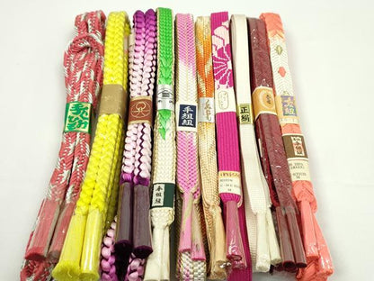 平和屋着物●和装小物　帯締め10本セット　高麗組　唐組　丸組　礼装用　伊賀手組み紐　振袖用　金銀糸　逸品　未使用　CABF7545ju