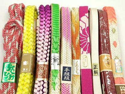 平和屋着物●和装小物　帯締め10本セット　高麗組　唐組　丸組　礼装用　伊賀手組み紐　振袖用　金銀糸　逸品　未使用　CABF7545ju