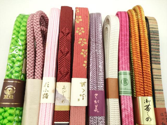平和屋着物●和装小物　帯締め10本セット　高麗組　冠組　丸組　飯田紬　高島屋扱い　さが美扱い　金糸　逸品　未使用　CABF7546ju