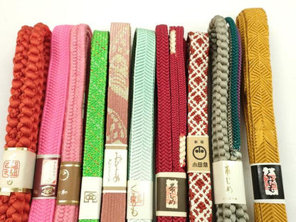 平和屋着物●和装小物　帯締め10本セット　高麗組　笹浪組　長尺あり　小田急百貨店扱い　金銀糸　逸品　未使用　CABF7547ju