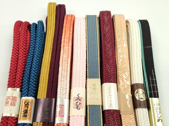 平和屋着物●和装小物　帯締め10本セット　高麗組　冠組　久留米絣　丸組　さが美扱い　金糸　逸品　未使用　CABF7549ju