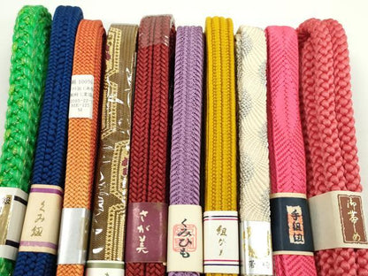 平和屋着物●和装小物　帯締め10本セット　高麗組　冠組　さが美扱い　金銀糸　逸品　未使用　CABF7550ju