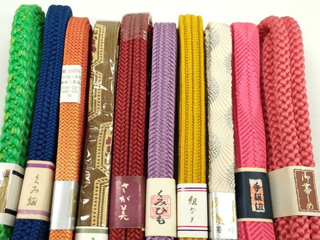 平和屋着物●和装小物　帯締め10本セット　高麗組　冠組　さが美扱い　金銀糸　逸品　未使用　CABF7550ju