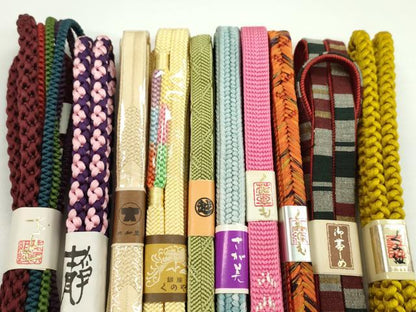 平和屋着物●和装小物　帯締め10本セット　大和組　紬地　丸組　三越扱い　さが美扱い　銀座くのや　逸品　未使用　CABF7558ju