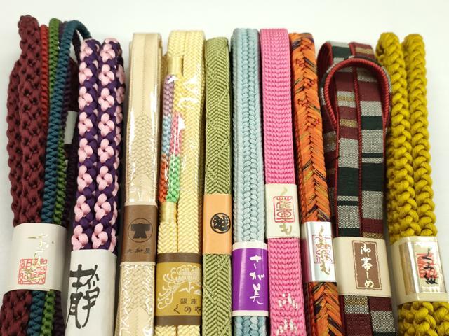平和屋着物●和装小物　帯締め10本セット　大和組　紬地　丸組　三越扱い　さが美扱い　銀座くのや　逸品　未使用　CABF7558ju
