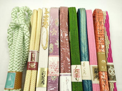 平和屋着物●和装小物　帯締め10本セット　高麗組　笹浪組　礼装用　そごう扱い　金糸　逸品　未使用　CABF7559ju