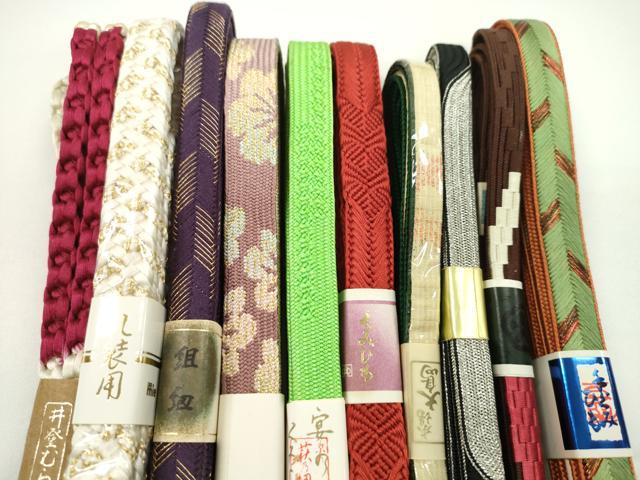 平和屋着物●和装小物　帯締め10本セット　高麗組　本場大島紬　大和組　礼装用　西陣　長尺あり　金銀糸　逸品　未使用　CABF7560ju