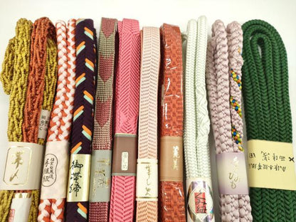 平和屋着物●和装小物　帯締め10本セット　笹浪組　浅田紐　丸組　金糸　逸品　未使用　CABF7561ju