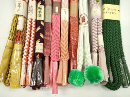 平和屋着物●和装小物　帯締め10本セット　笹浪組　浅田紐　丸組　金糸　逸品　未使用　CABF7561ju