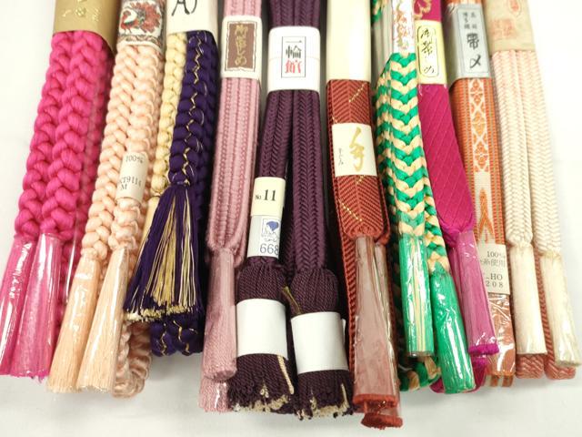 平和屋着物●和装小物　帯締め10本セット　冠組　笹浪組　御岳組　渡敬謹製　博多織　長尺あり　金糸　逸品　未使用　CABF7562ju