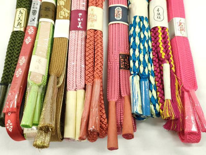 平和屋着物●和装小物　帯締め10本セット　高麗組　冠組　丸組　博多織　草木染　さが美扱い　美保姿本舗　金糸　逸品　未使用　CABF7563ju
