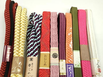 平和屋着物●和装小物　帯締め10本セット　高麗組　唐組　笹浪組　さんび謹製　三越扱い　さが美扱い　金彩　逸品　未使用　CABF7564ju