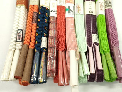 平和屋着物●和装小物　帯締め10本セット　高麗組　博多織　紬地　草木染　丸組　逸品　未使用　CABF7565ju