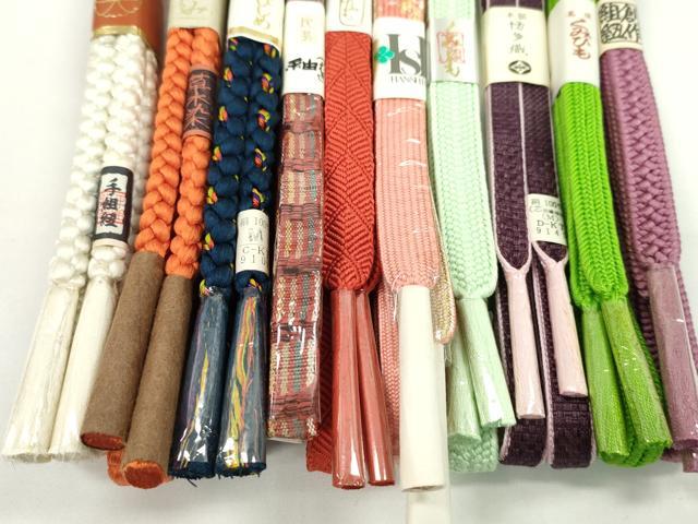 平和屋着物●和装小物　帯締め10本セット　高麗組　博多織　紬地　草木染　丸組　逸品　未使用　CABF7565ju