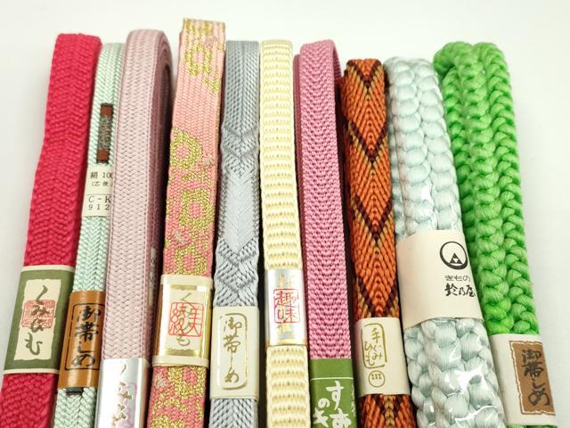 平和屋着物●和装小物　帯締め10本セット　高麗組　平源氏組　丸組　渡敬謹製　鈴乃屋扱い　金糸　逸品　未使用　CABF7568ju