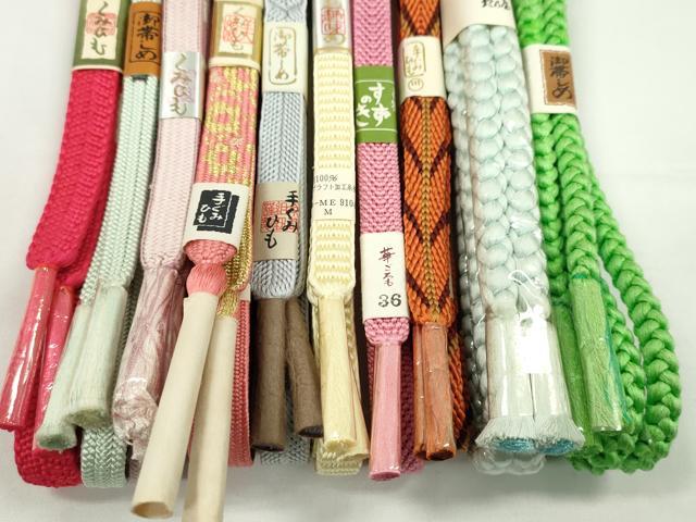 平和屋着物●和装小物　帯締め10本セット　高麗組　平源氏組　丸組　渡敬謹製　鈴乃屋扱い　金糸　逸品　未使用　CABF7568ju