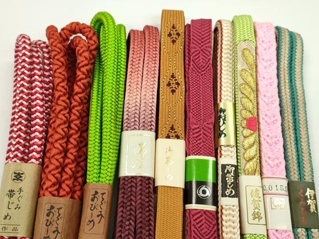 平和屋着物●和装小物　帯締め10本セット　高麗組　冠組　丸組　金糸　逸品　未使用　CABF7569ju